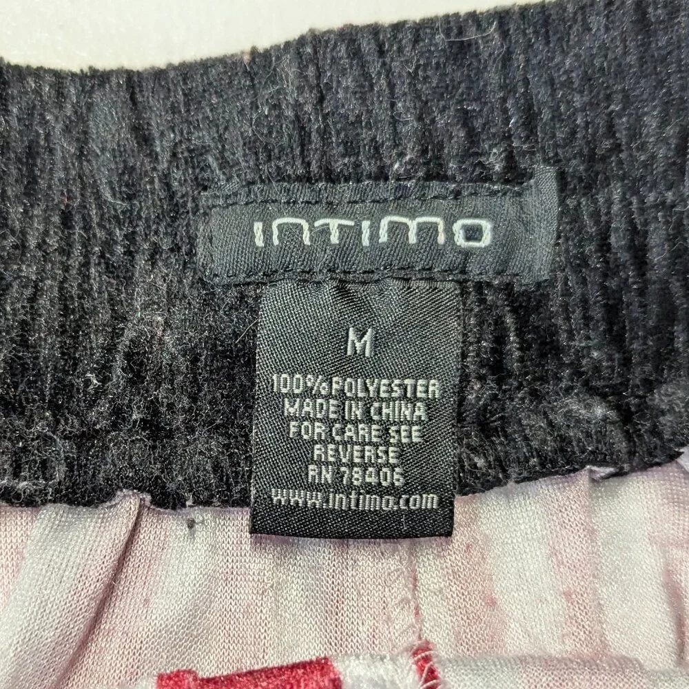 Intimo Christmas Boxers and Hat Size Medium Red and White Striped Crushed Velvet